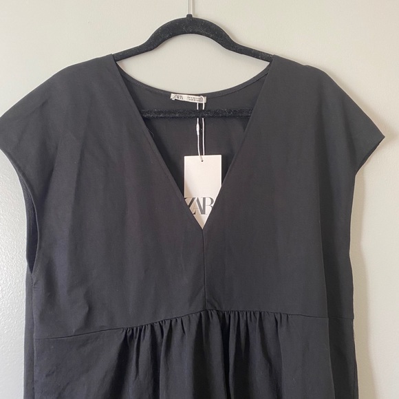 Zara | Dresses | Nwt Zara Black Tiered Poplin Sleeveless Dress M | Poshmark